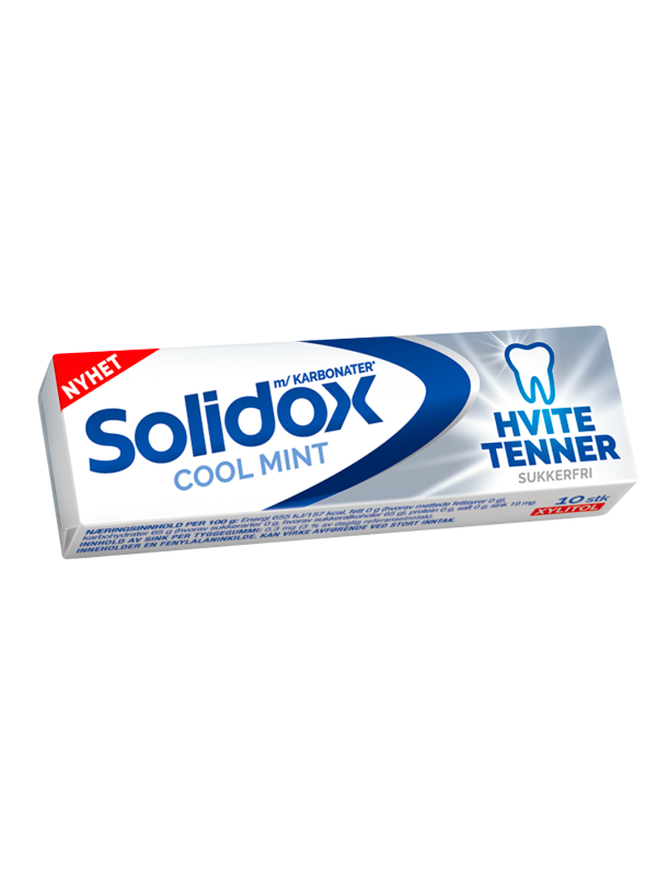 Solidox Hvite tenner Cool mint tyggegummi. FOTO